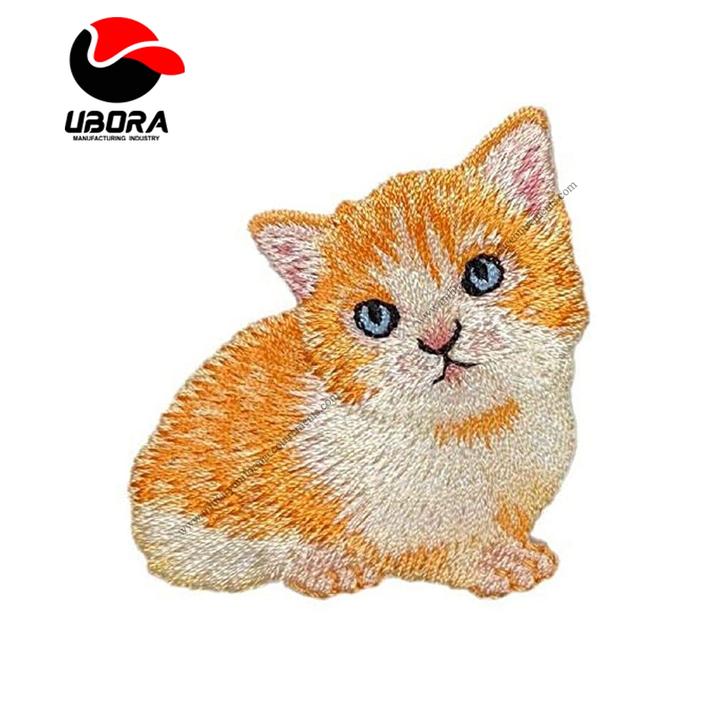 Spk Art Orange Tabby Cat Kitten, Feline  Embroidery Applique Iron On Patch, Sew on Patches Badge DIY